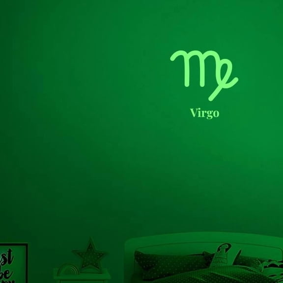 Virgo Constellation Vinyl Decal Sticker Luminescent Neon Glow Lime Green Industrial Grade USA-Made Wall Bumper Window Zodiac Atlas Stars Kid Room 15" inch Large