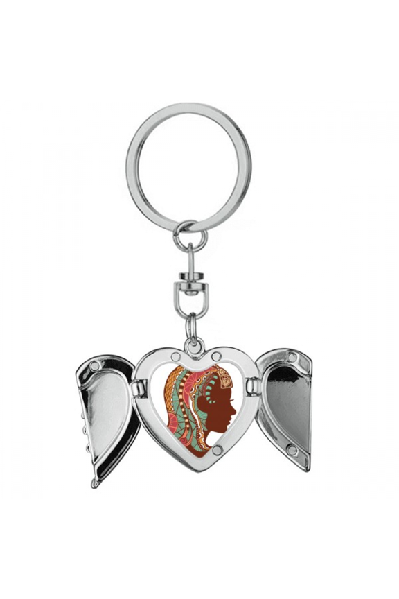 Virgo Constellation Zodiac Symbol Heart Angel Wing Key Chain Holder
