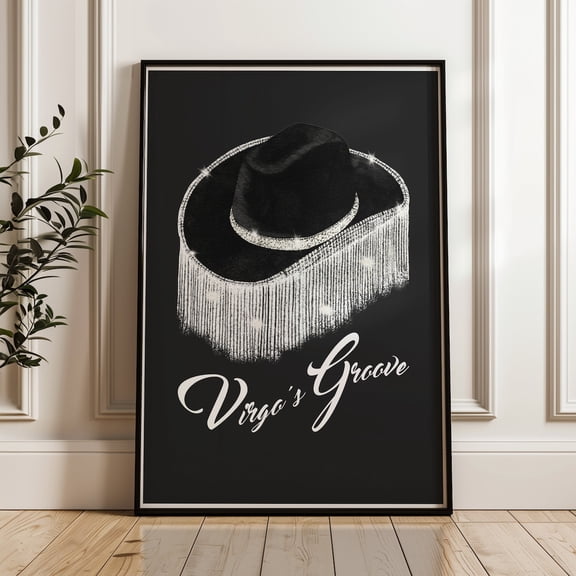 Virgo Groove Print, Beyonce Print, Music Fan Wall Art, Disco Cowgirl Hat, Beyonce Energy #2383, Stretched Canvas Size 8x12