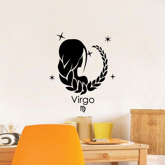Virgo Maiden Silhouette Earth Sign Symbol Horoscope Astrological Chart Zodiac Sign Vinyl WallArt Wall Sticker Wall Decal For Home Room Wall Office Living Room Wall Decoration Decal Size(10x8 inch)