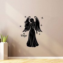 Virgo Maiden Wings Silhouette Earth Sign Symbol Horoscope Astrological Chart Zodiac Sign Vinyl Wall Art Sticker Wall Decal For Home Room Wall Office Living Room Wall Decoration Decal Size(10x8 inch)