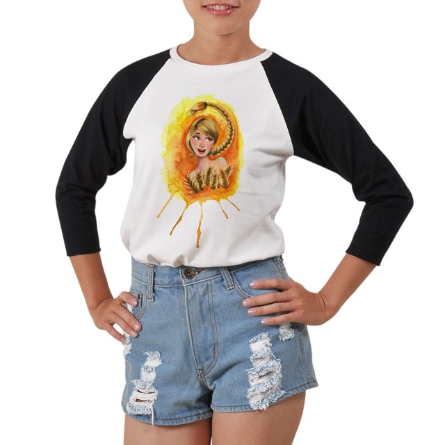 Virgo Painting Printed 100% Cotton Elbow Sleeves Raglan T-Shirt WTS_03 M
