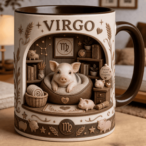 Virgo Pig Lover Mug Personalized Custom Name Coffee Cup Zodiac Gift