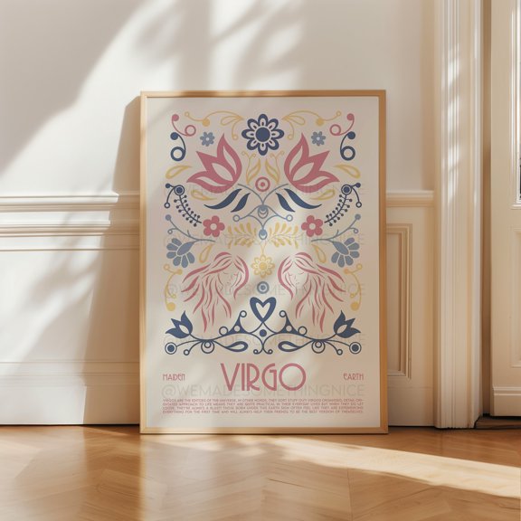 Virgo Poster Horoscope Print Astrological Wall Art Tarot Poster Zodiac Poster Birthday Present Boho Housewarming Bedroom