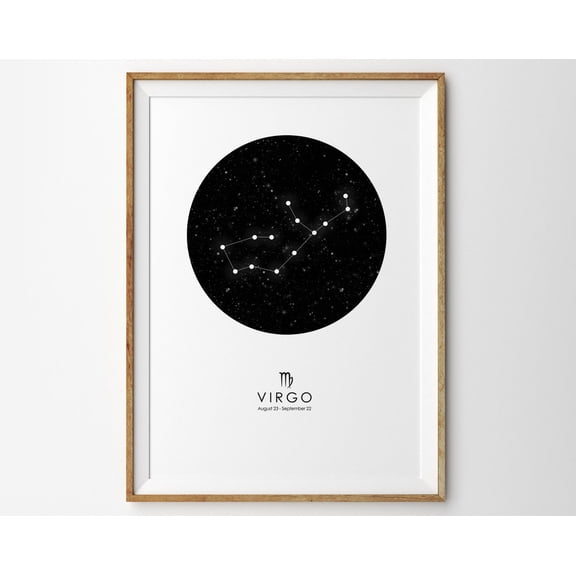Virgo Print Virgo Zodiac Print Constellation Print Star Map Print Zodiac Print Astrology Print Zodiac Art Print Astronomy Print Modern Decor Wall Art, Modern Wall Decor, 12x18 UNFRAMED