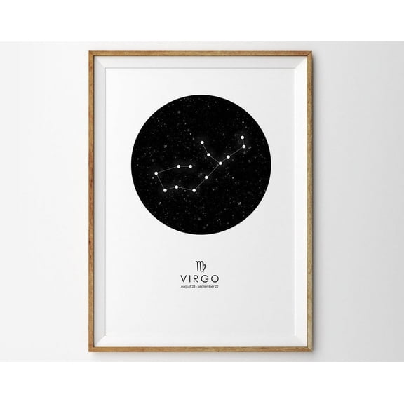 Virgo Print Virgo Zodiac Print Constellation Print Star Map Print Zodiac Print Astrology Print Zodiac Art Print Astronomy Print Modern Decor Wall Art, Modern Wall Decor, 8x12 UNFRAMED