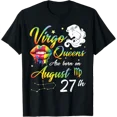 thumbnail image 1 of Virgo Queens Are Born On August 27 Birthday Celebration T-Shirt Size S-5XL, 1 of 5