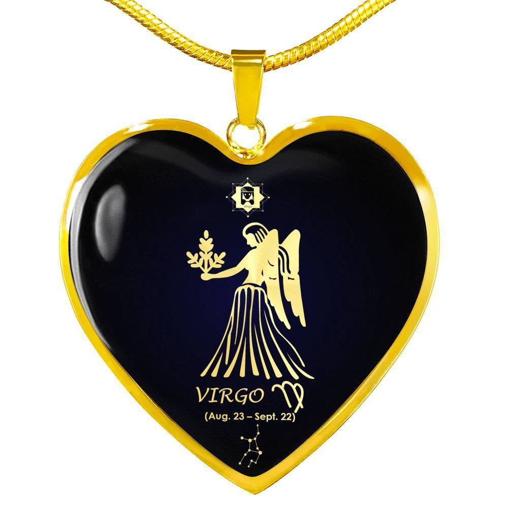 Virgo Sign Zodiac Necklace 18k Gold Heart Stainless Steel 18-22