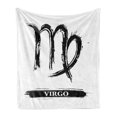 thumbnail image 1 of Virgo Soft Flannel Fleece Throw Blanket, Virgo Sign with Black and White Monochrome Design Zodiac Constellation Print, Cozy Plush for Indoor and Outdoor Use, 70" x 90", Black White, by Ambesonne, 1 of 6