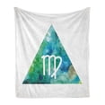 thumbnail image 1 of Virgo Soft Flannel Fleece Throw Blanket, Virgo Watercolor Abstract Triangle Background Culture Inspiration, Cozy Plush for Indoor and Outdoor Use, 70" x 90", Sea Green Blue White, by Ambesonne, 1 of 5
