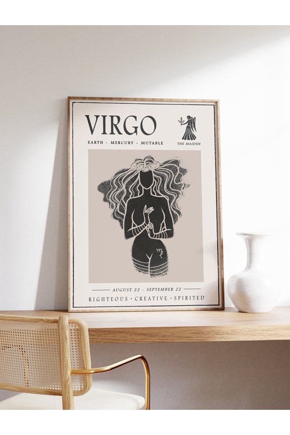 Virgo Star Sign Boho Poster Unframed Paper Print