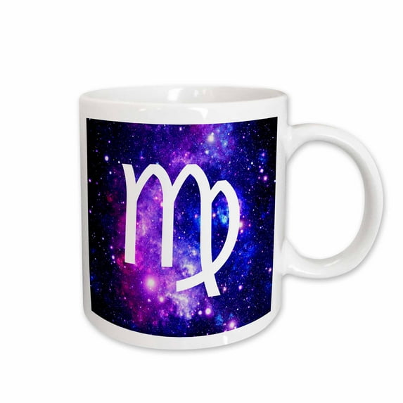 3drose, Virgo Star Sign on Purple Space Background - Zodiac Horoscope Symbol, 11oz Mug