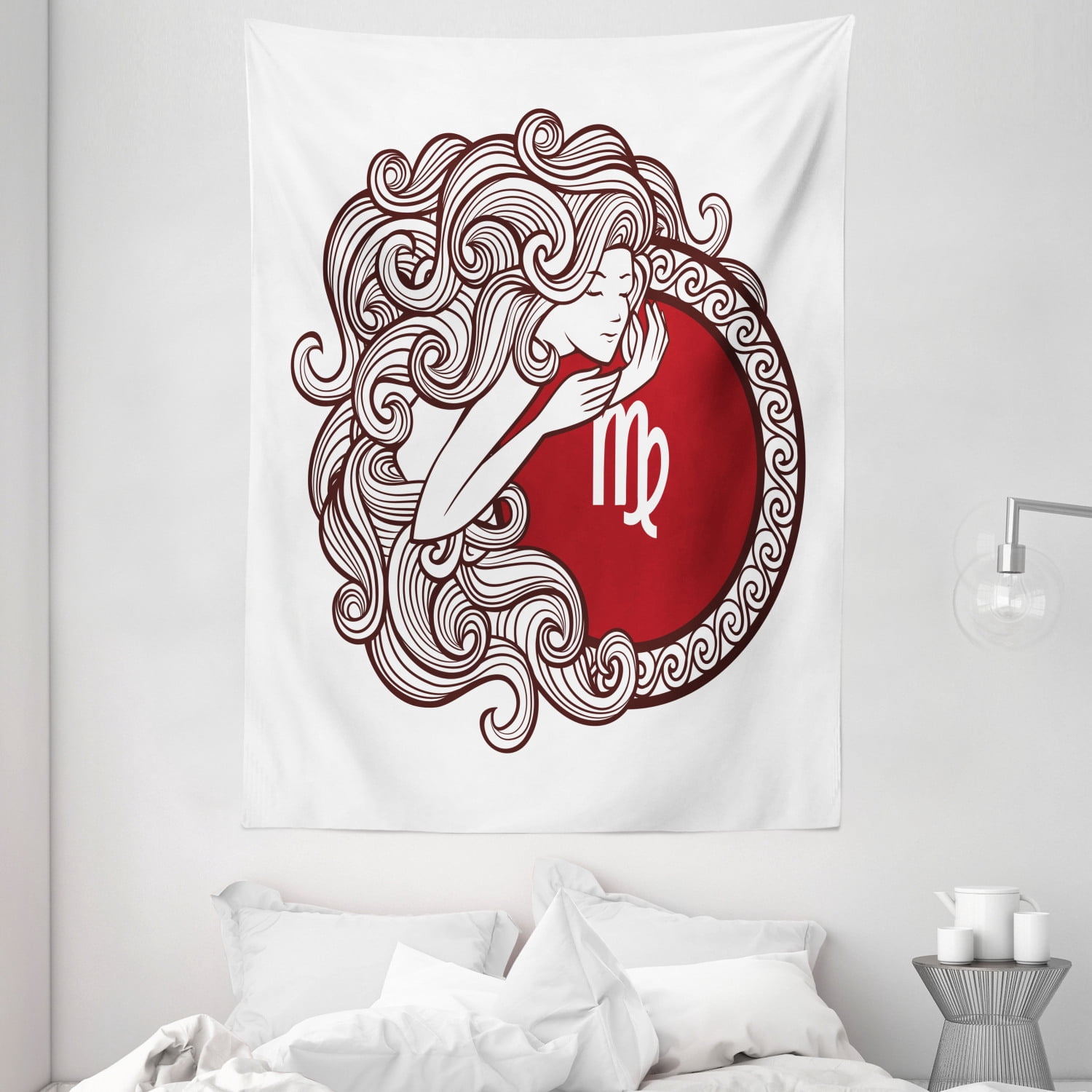 Virgo Tapestry, Vibrant Color Abstract Image Zodiac Sign Long Haired ...