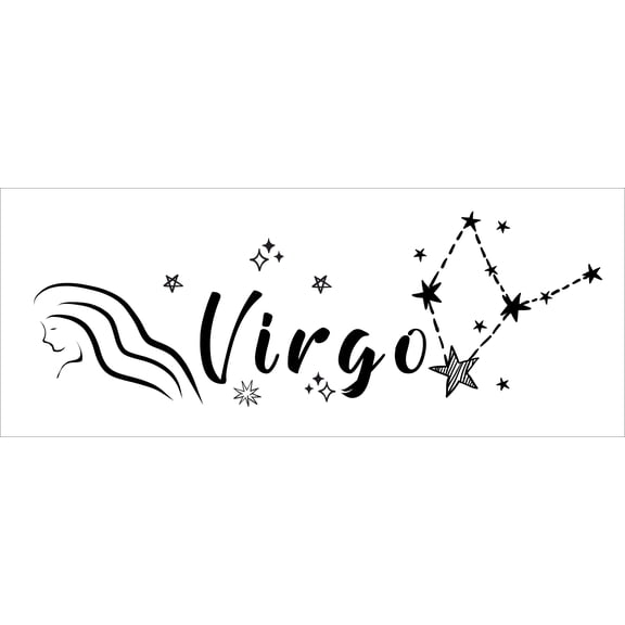 Virgo the Virgin with Zodiac Symbol Artwork for Living Room Vinyl Wall Decal - Constellation Space Symbol Art Design for Bedroom Wall Decoration - Unique Horoscope Sign for the Birth Months of August