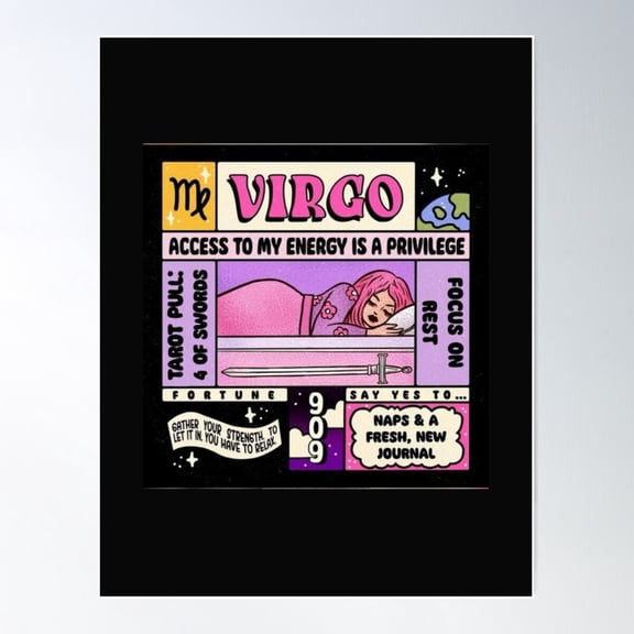 Virgo Zodiac Flyer Poster Wall Art, Modern Wall Decor For Living Room Bedroom, 16x16 UNFRAMED