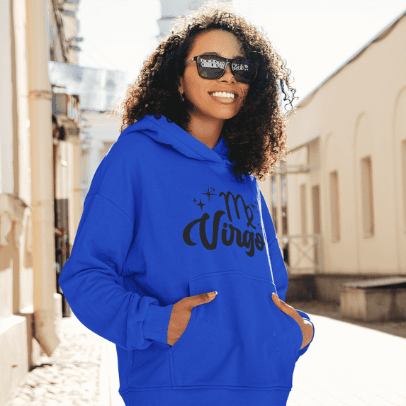 Respect My Tshirt - Virgo Zodiac Hoodie, Astrology Symbol Design, Pullover Sweatshirt, Blue, Medium