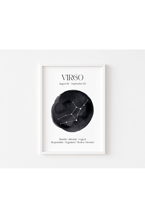 Virgo Zodiac Poster, Astrology Posters, Zodiac Star Poster Wall Art, Celestial , Star , Spiritual Poster, Constellation, The Maiden, Size 8x12 UNFFRAMED F03.1.7l2468