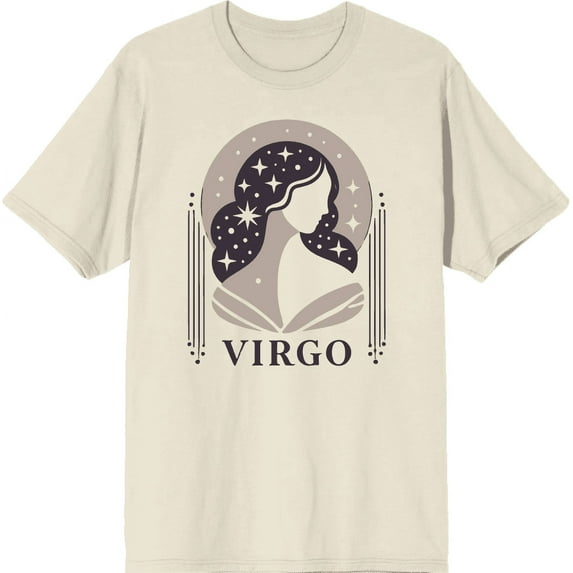Virgo Zodiac Sign Adult Natural Crew Neck Short Sleeve Tee-Large