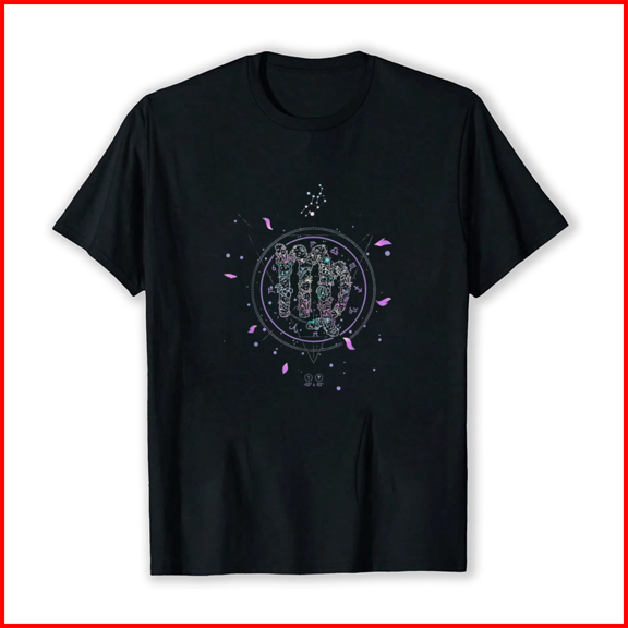 Virgo Zodiac Sign Floral Flower August September Birthday Unisex T-Shirt, up to Size 5XL