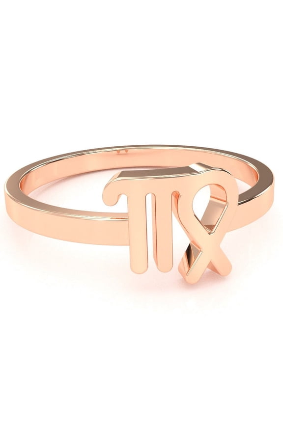 Virgo Zodiac Sign Ring In Solid 14k Rose Gold