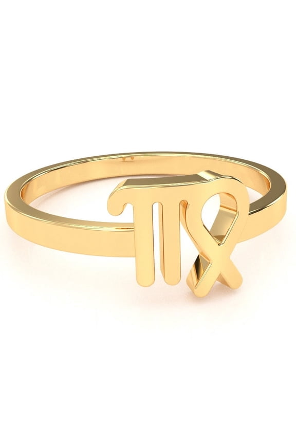Virgo Zodiac Sign Ring In Solid 14k Yellow Gold
