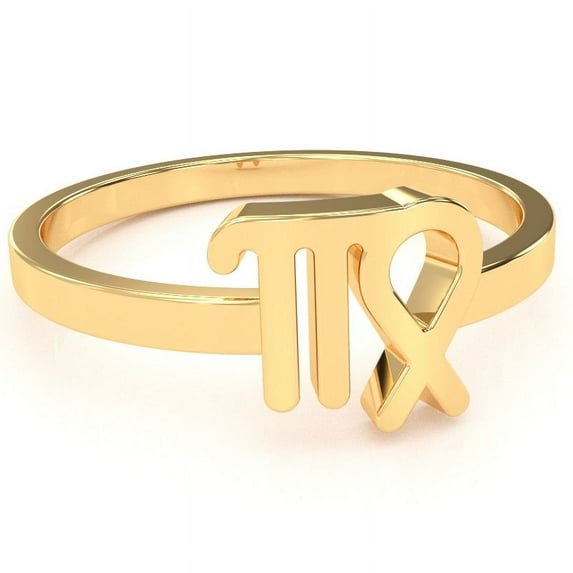 Virgo Zodiac Sign Ring In Solid 14k Yellow Gold