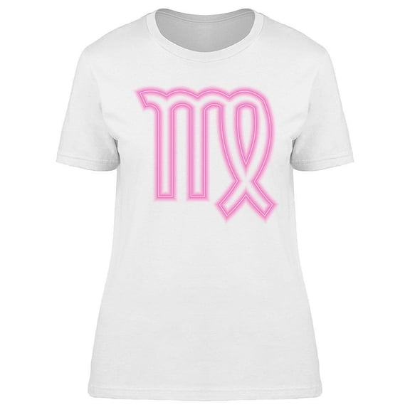 Virgo Zodiac Symbol Neon Design T-Shirt Women -Image by Shutterstock, Female XX-Large