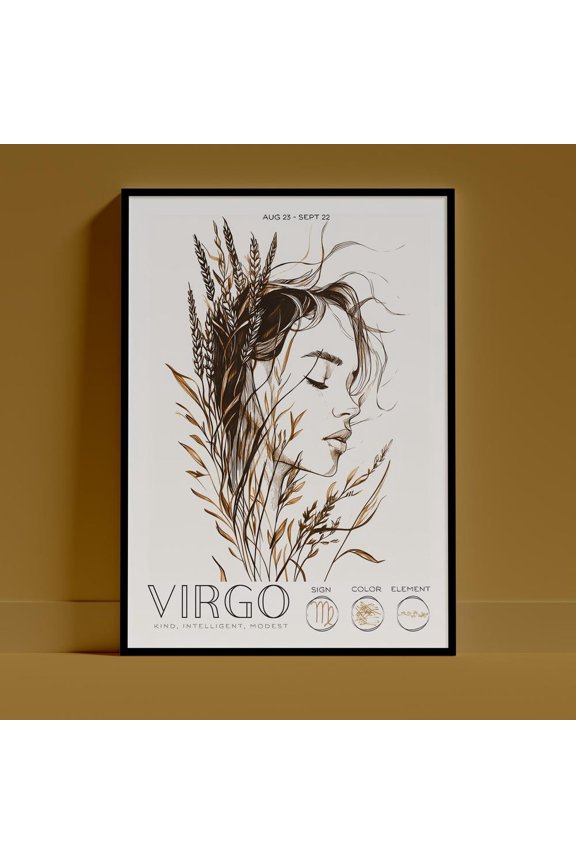 Virgo Zodiac Wall Art Poster Astrology Decor Star Sign Print Trending Portrait Decoration Art Interior Design Birthday Gift