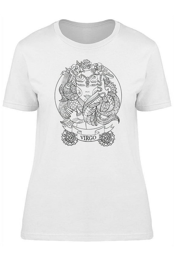 Virgo Zodiac Zen Style T-Shirt Women -Image by Shutterstock, Female x-Large