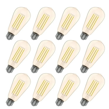 Viribright 40-Watt Equivalent ST19 E26 LED Edison Light Bulb Rustic Antique Retro, 2200K Amber Lens Warm White (12-Pack)
