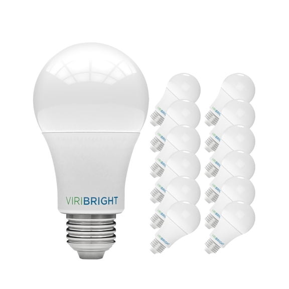 Viribright A19 LED Bulb, 60W, Dimmable, 810 Lumens, CEC, 90+ CRI, Warm White 2700K (12 Pack)