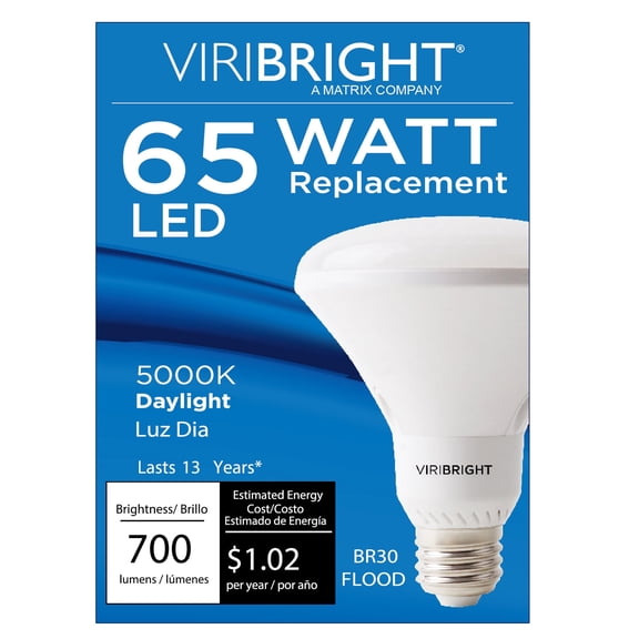 Viribright BR30 LED Bulb, 700 Lumens, Dimmable, CEC, T20, 90+ CRI, Daylight 5000K