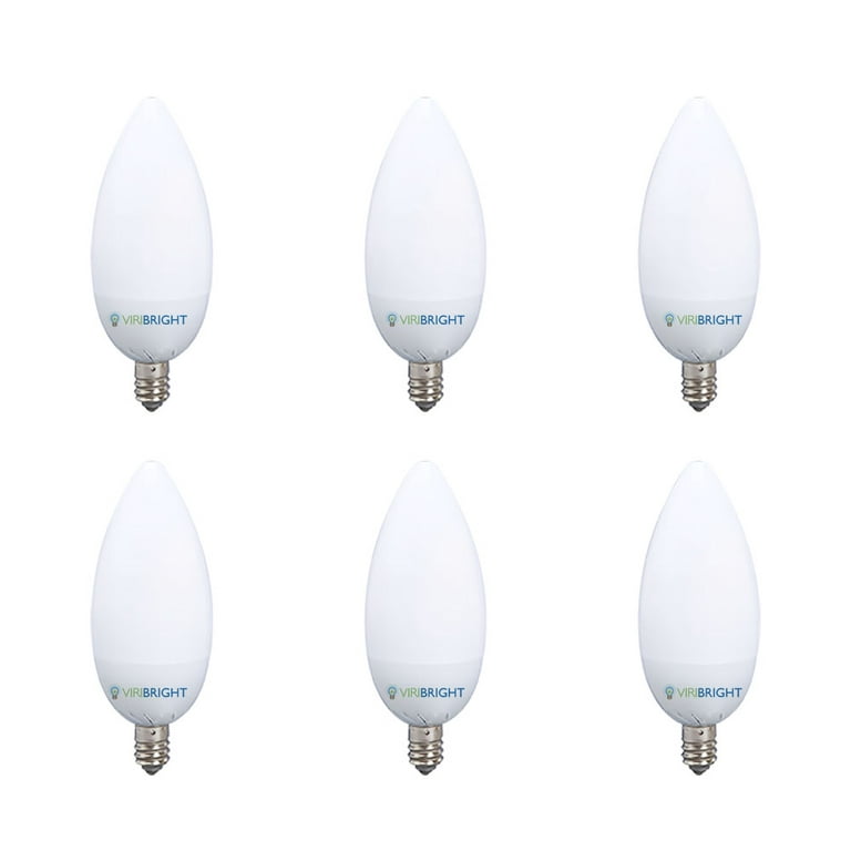 Viribright Chandelier LED Light Bulbs (6 Pack), 25 Watt Replacement, 6500K  Daylight White, E26 Base, Dimmable, 300+ Lumens, 90+ CRI