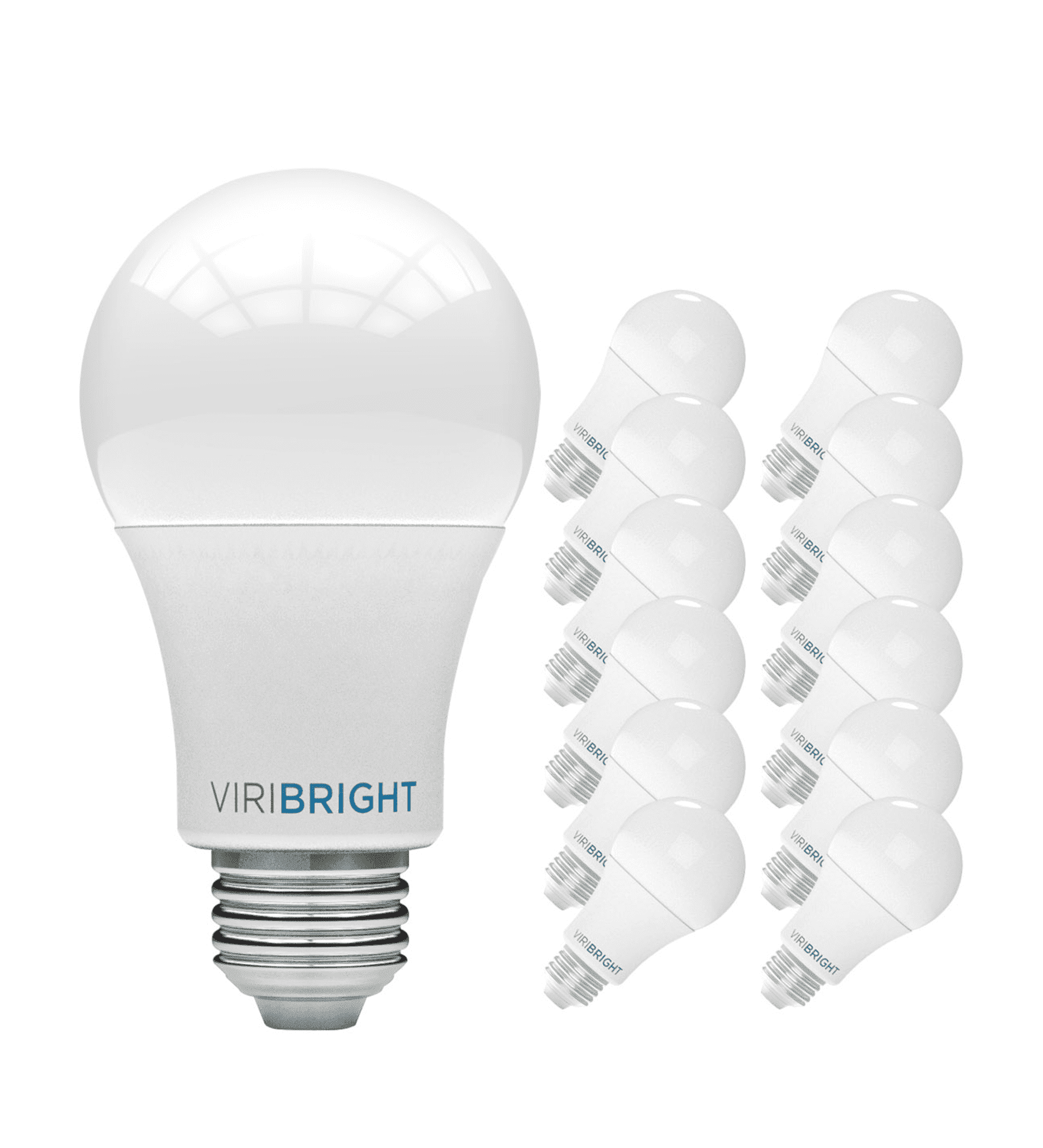 Viribright® A19 LED BULB, E26 Screw Base, 9W, 800 Lumens, Non-Dimmable , Daylight 6500K  (12 Pack)