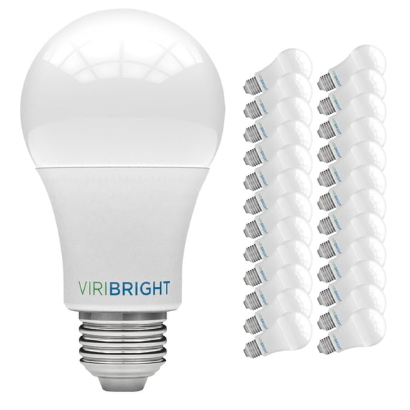 Viribright® A19 LED BULB, 9W, 800 Lumens, Non-Dimmable, Warm White 2700K (24-Pack)