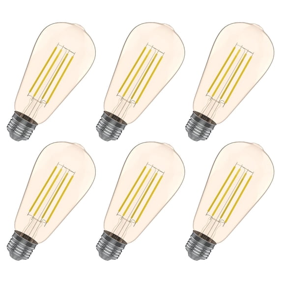 Viribright® ST19 LED Bulb, Filament, Dimmable, Amber, Warm White 2200K (6 Pack)