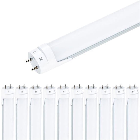 VIRIBRIGHT® T8 LED Tube, 4Ft, Frosted, Bypass Type B, 18W, 6000K (10 Pack)