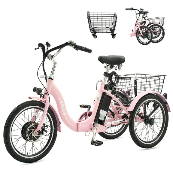 Viribus 20" Folding Electric Tricycle with 350W Motor 36V 13Ah Battery Pink