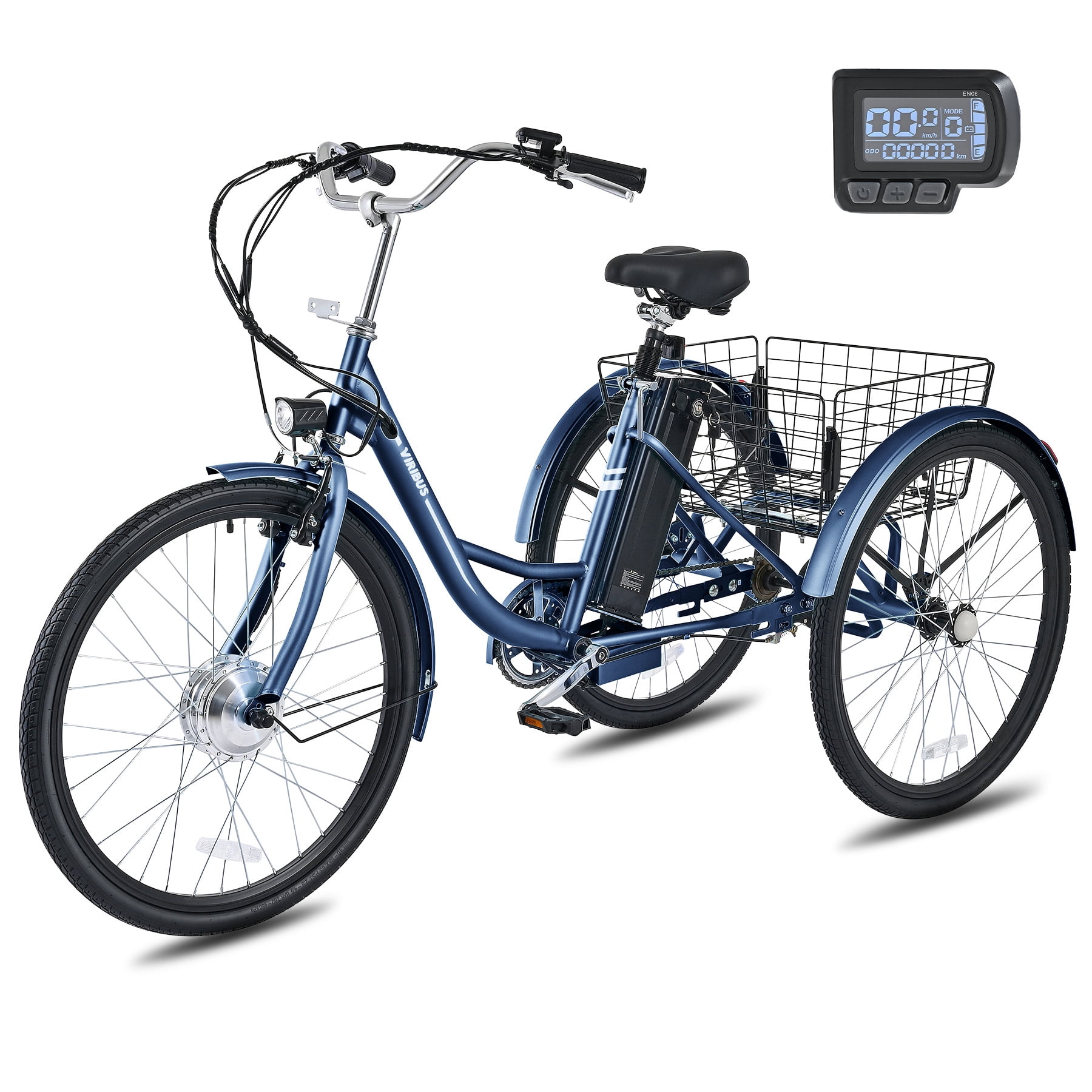 Viribus 24" Adult Electric Tricycle 250W Electric Trike with 36V 13Ah Battery UL 2271 Blue