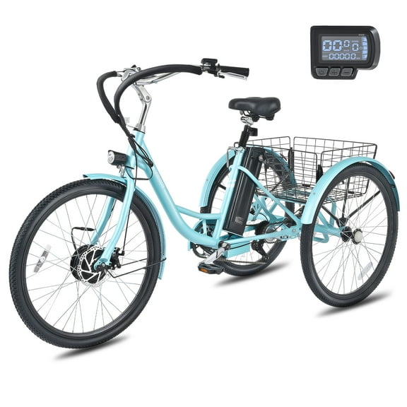 Viribus 24" Electric Tricycle for Adults with 7 Speeds 36V 13Ah Battery 350W Motor UL 2271 Green