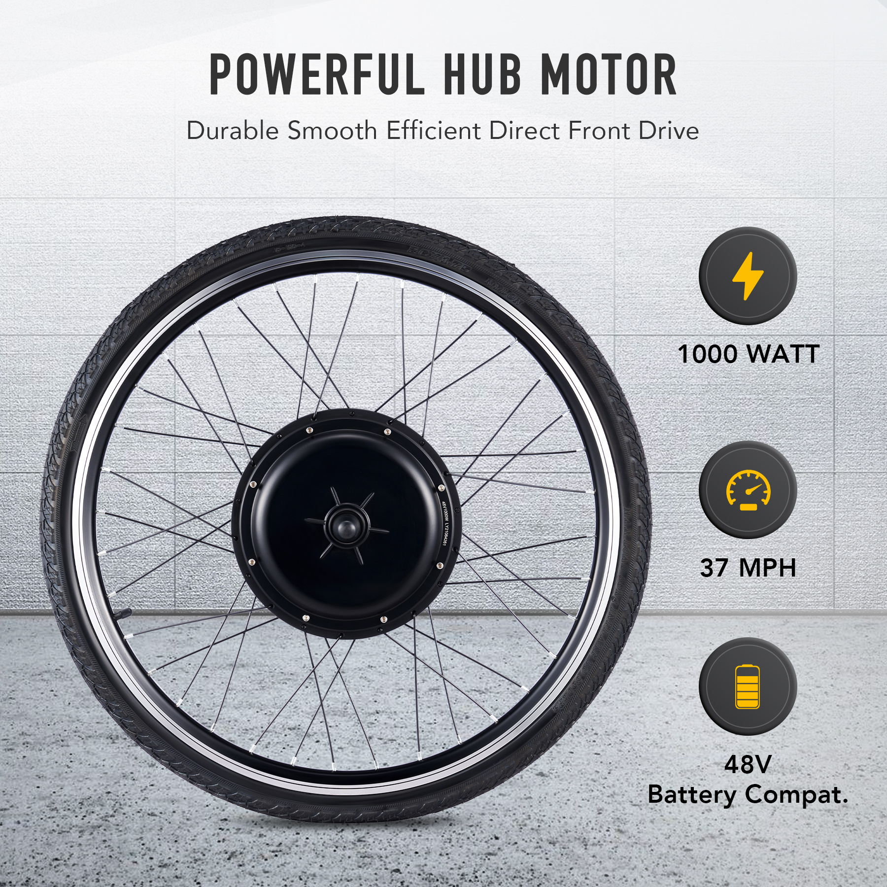 48V 1000W Front Wheel Electric Bike Conversion Kit – 26" Fat Tire E-Bike Motor