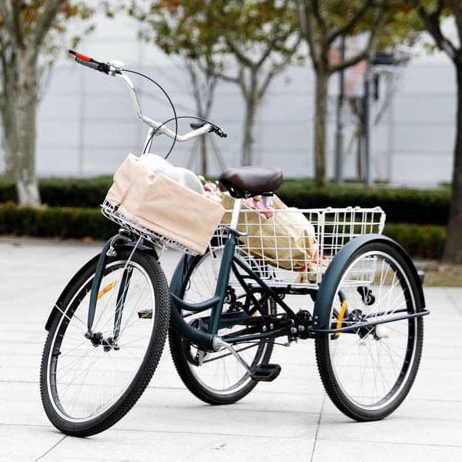Viribus 26" Tricycle with Waterproof Bags and Baskets, Green
