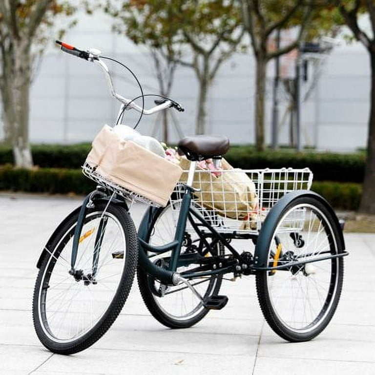 Viribus 26 Tricycle with Waterproof Bags and Baskets Green Walmart