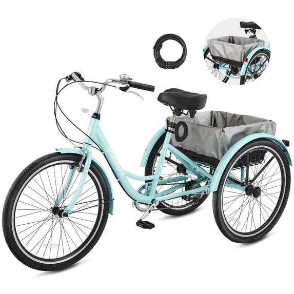 Viribus 7 Speed Unisex Adults Tricycle, Green, 24"