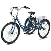 Viribus Adult Electric Tricycle, 24 250W 3 Wheel E-Trike with 36V 13Ah, for Men/Women, Blue