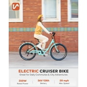 Viribus Electric Bike 26" 7 Speed for Adults Beach Cruiser E-bike with 36V 13Ah Battery, White