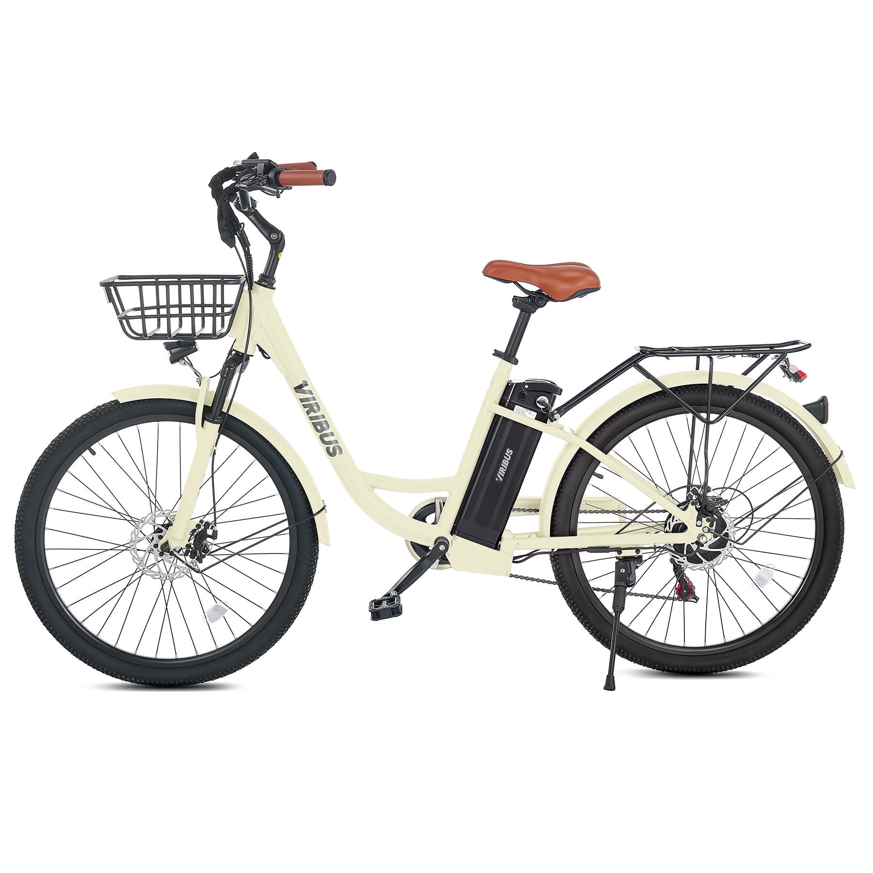 Viribus 26" 500W Electric Bike Front Suspension for Men Women Seniors with 48V 13Ah Battery, White