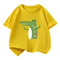 thumbnail image 1 of Virmaxy (0-12y) Toddler Boys Girls Summer Shirt Kids Crocodile Printed Loose T-Shirt Casual Short Sleeve Round Neck Top 2025 Spring Cotton Crewneck Blouses Tops Yellow-1 5 Years, 1 of 3