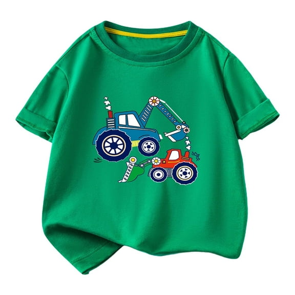 Virmaxy (0-12y) Toddler Boys Girls Summer Shirt Kids Crocodile Printed Loose T-Shirt Casual Short Sleeve Round Neck Top 2025 Spring Cotton Crewneck Blouses Tops Army Green-2 0 Years