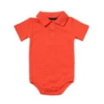 thumbnail image 1 of Virmaxy (0-24 months) Baby Solid Color Short Sleeve Romper Baby Lapel Triangle Wrap Butt Climbing Clothes Newborn Summer Lightweight Comfortable Short Climbing Huggies Orange-1 18 Months, 1 of 2